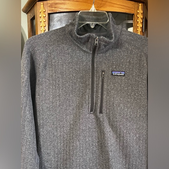 Patagonia Gray 1/4 Zip Ribbed Fleece Lined Pull Over Sweatshirt Large - Picture 2 of 5